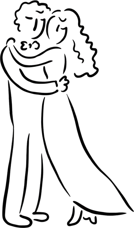Illustration of a couple embracing